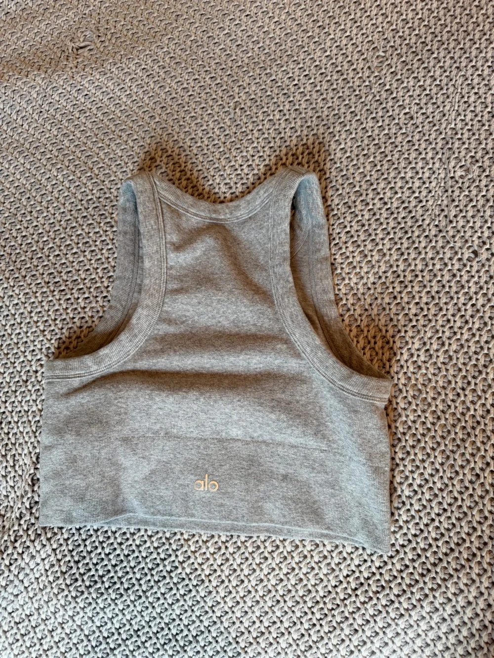 Alo Grey Ribbed Crop Tank